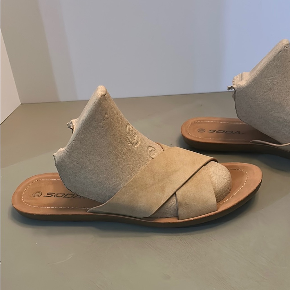 Soda Beige Crisscross Mules - Picture 2 of 5